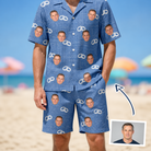 Man wearing Men's Foreshore Forever Custom Face Shirt & Shorts Set — custom faces printed all-over