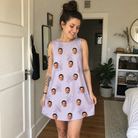Real-life photo of someone wearing Women's Coquina Concerto Custom Face Tank Dress — custom faces printed all-over