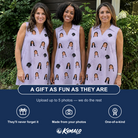 Friends in matching Women's Coquina Concerto Custom Face V-Neck Dress — a group gift photo