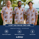 Friends in matching Men's Coquina Concerto Custom Face Hawaiian Shirt — a group gift photo