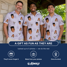 Friends in matching Men's Coquina Concerto Custom Face Polo Shirt — a group gift photo
