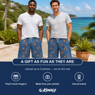 Friends in matching Men's Fondant Foam Custom Face Beach Shorts — a group gift photo