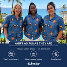 Friends in matching Women's Fondant Foam Custom Face Hawaiian Shirt — a group gift photo