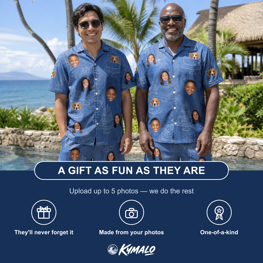 Friends in matching Men's Fondant Foam Custom Face Shirt & Shorts Set — a group gift photo