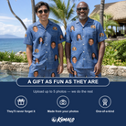 Friends in matching Men's Fondant Foam Custom Face Shirt & Shorts Set — a group gift photo