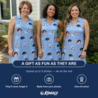 Friends in matching Women's Interlaced Isles Custom Face V-Neck Dress — a group gift photo