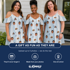 Friends in matching Women's Buttercream Boardwalk Custom Face Off-Shoulder Dress — a group gift photo