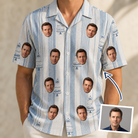 Man wearing Men's Buttercream Boardwalk Custom Face Hawaiian Shirt — custom faces printed all-over