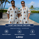 Friends in matching Men's Buttercream Boardwalk Custom Face Shirt & Shorts Set — a group gift photo