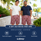 Friends in matching Men's Marrytime Mimosas Custom Face Beach Shorts — a group gift photo