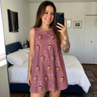 Real-life photo of someone wearing Women's Marrytime Mimosas Custom Face Tank Dress — custom faces printed all-over