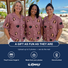 Friends in matching Women's Marrytime Mimosas Custom Face Hawaiian Shirt — a group gift photo