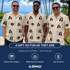 Friends in matching Men's Tolling Tides Custom Face Hawaiian Shirt — a group gift photo