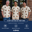 Friends in matching Men's Tolling Tides Custom Face Polo Shirt — a group gift photo