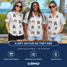 Friends in matching Women's Mermaid Meringue Custom Face Hawaiian Shirt — a group gift photo