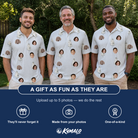 Friends in matching Men's Mermaid Meringue Custom Face Polo Shirt — a group gift photo