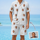 Man wearing Men's Mermaid Meringue Custom Face Shirt & Shorts Set — custom faces printed all-over