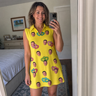Real-life photo of someone wearing Women's Entwined Escapade Custom Face V-Neck Dress — custom faces printed all-over