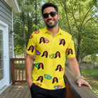Real-life photo of someone wearing Men's Entwined Escapade Custom Face Polo Shirt — custom faces printed all-over