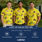 Friends in matching Men's Entwined Escapade Custom Face Polo Shirt — a group gift photo