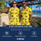 Friends in matching Men's Entwined Escapade Custom Face Shirt & Shorts Set — a group gift photo