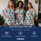 Friends in matching Women's Ivory Coo Custom Face Off-Shoulder Dress — a group gift photo
