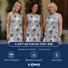 Friends in matching Women's Ivory Coo Custom Face Tank Dress — a group gift photo