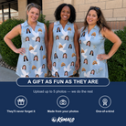 Friends in matching Women's Ivory Coo Custom Face V-Neck Dress — a group gift photo