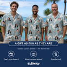 Friends in matching Men's Ivory Coo Custom Face Hawaiian Shirt — a group gift photo