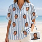 Woman wearing Women's Fizz Towers Custom Face Hawaiian Shirt — custom faces printed all-over