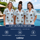 Friends in matching Women's Fizz Towers Custom Face Hawaiian Shirt — a group gift photo