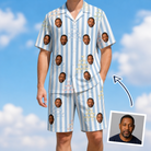 Man wearing Men's Fizz Towers Custom Face Shirt & Shorts Set — custom faces printed all-over