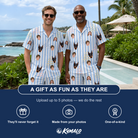 Friends in matching Men's Fizz Towers Custom Face Shirt & Shorts Set — a group gift photo