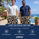 Friends in matching Men's Midnight Moonhoot Custom Face Beach Shorts — a group gift photo