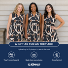 Friends in matching Women's Midnight Moonhoot Custom Face V-Neck Dress — a group gift photo