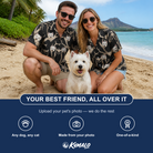 Friends in matching Men's Midnight Moonhoot Custom Dog Face Hawaiian Shirt — a group gift photo