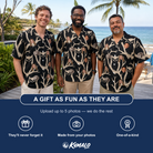 Friends in matching Men's Midnight Moonhoot Custom Face Hawaiian Shirt — a group gift photo