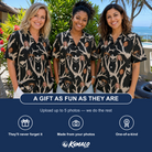Friends in matching Women's Midnight Moonhoot Custom Face Hawaiian Shirt — a group gift photo