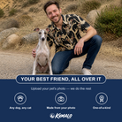 Friends in matching Men's Midnight Moonhoot Custom Dog Face Polo Shirt — a group gift photo