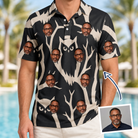 Man wearing Men's Midnight Moonhoot Custom Face Polo Shirt — custom faces printed all-over