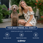 Friends in matching Women's Tangle Terror Custom Dog Face Off-Shoulder Dress — a group gift photo