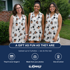 Friends in matching Women's Tangle Terror Custom Face V-Neck Dress — a group gift photo