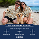 Friends in matching Men's Tangle Terror Custom Dog Face Hawaiian Shirt — a group gift photo