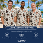 Friends in matching Men's Tangle Terror Custom Face Hawaiian Shirt — a group gift photo