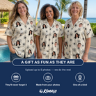 Friends in matching Women's Tangle Terror Custom Face Hawaiian Shirt — a group gift photo