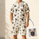 Man wearing Men's Tangle Terror Custom Dog Face Shirt & Shorts Set — custom faces printed all-over