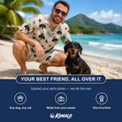 Friends in matching Men's Tangle Terror Custom Dog Face Shirt & Shorts Set — a group gift photo