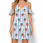 Women's Tri-Color Tumble Custom Face Off-Shoulder Dress