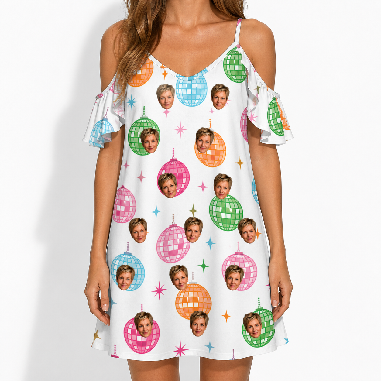 Women's Strobe Sweethearts Custom Face Off-Shoulder Dress