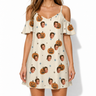 Women's Lantern Laughs Custom Face Off-Shoulder Dress